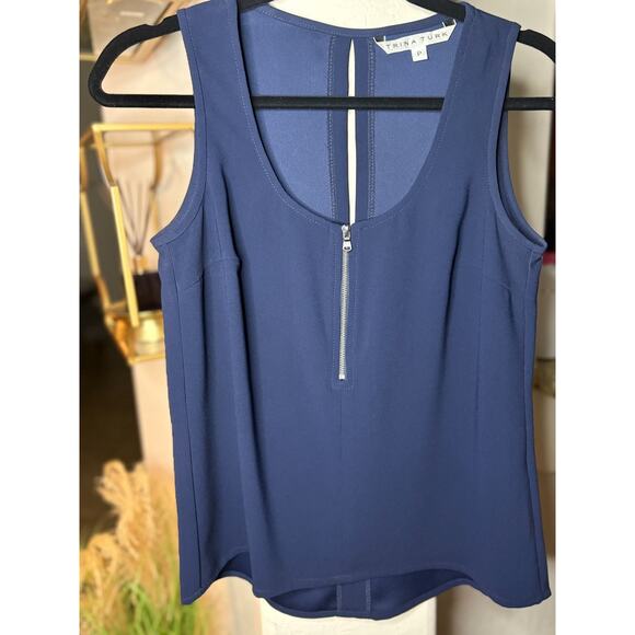 Trina Turk Banning Sleeveless Tank Top ZIP front size Small Petite - Picture 2 of 6